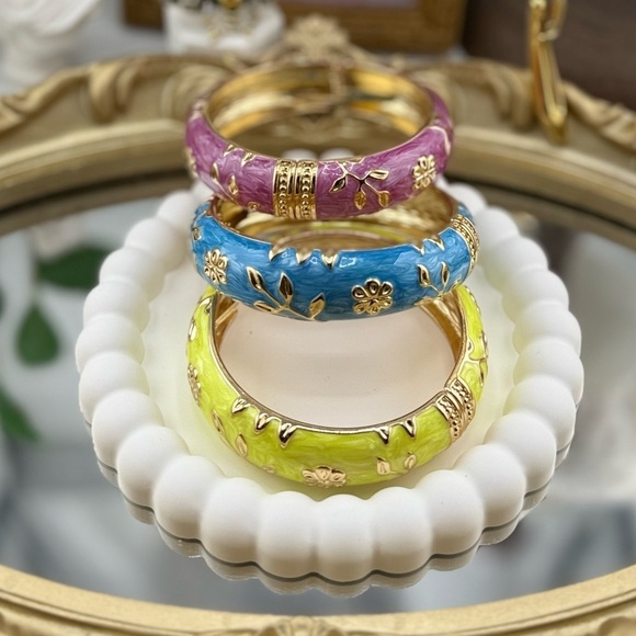 Hand Painted Purple Enamel Bangle - Picture 3 of 8